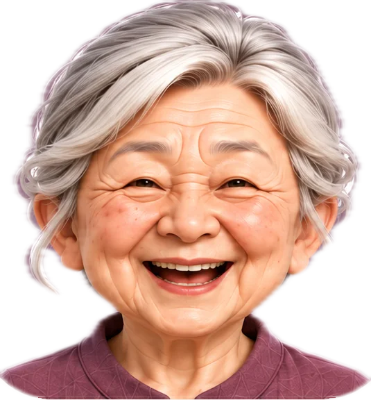 Grandma laughing out loud.