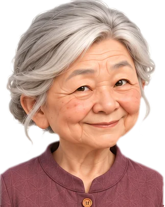Grandma, smiling as she asks.